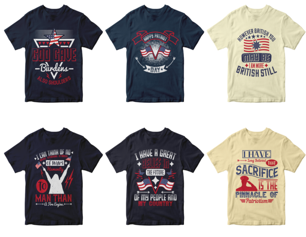 50 Editable Patriot T-shirt Design Bundle