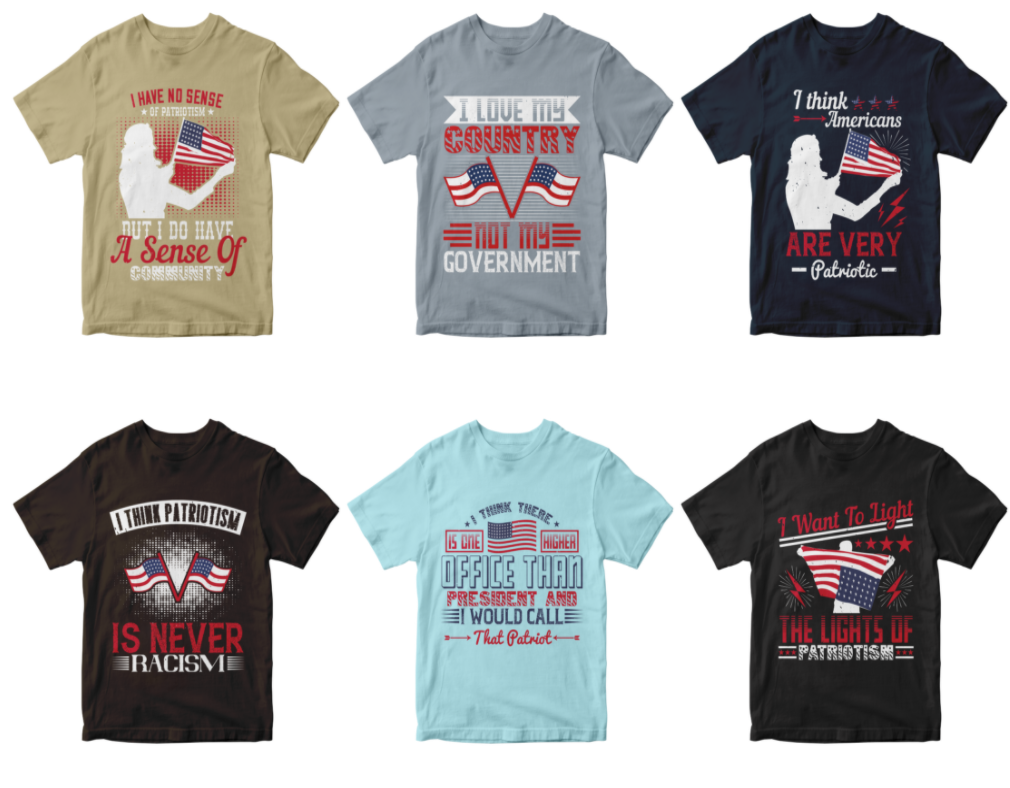 50 Editable Patriot T-shirt Design Bundle