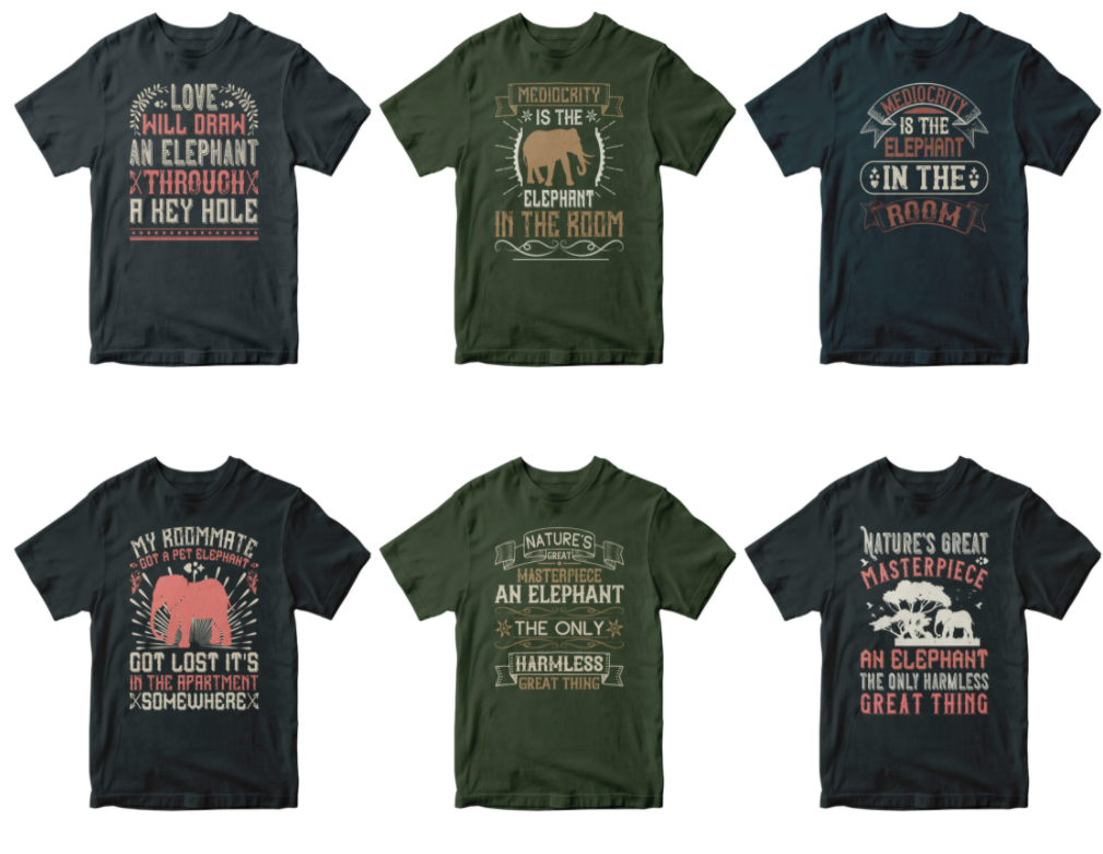 50-editable-elephant-tshirt-design-bundle