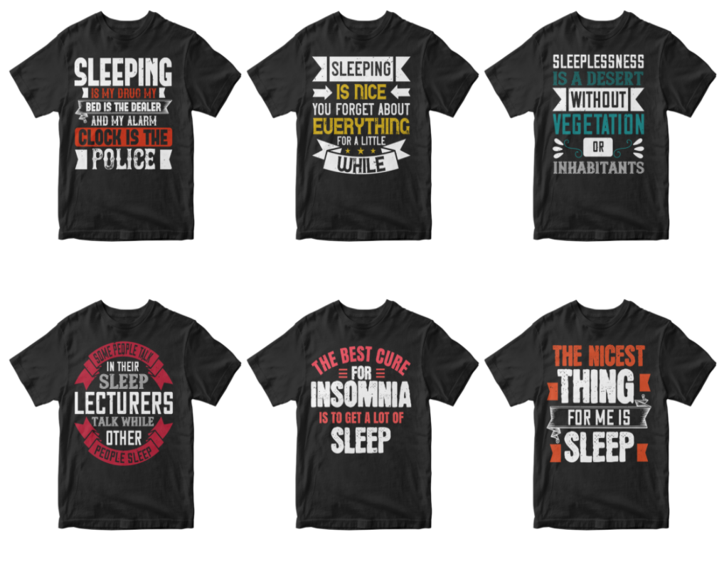 50 Sleeping Editable T-shirt Design Bundle – designs-factory.com
