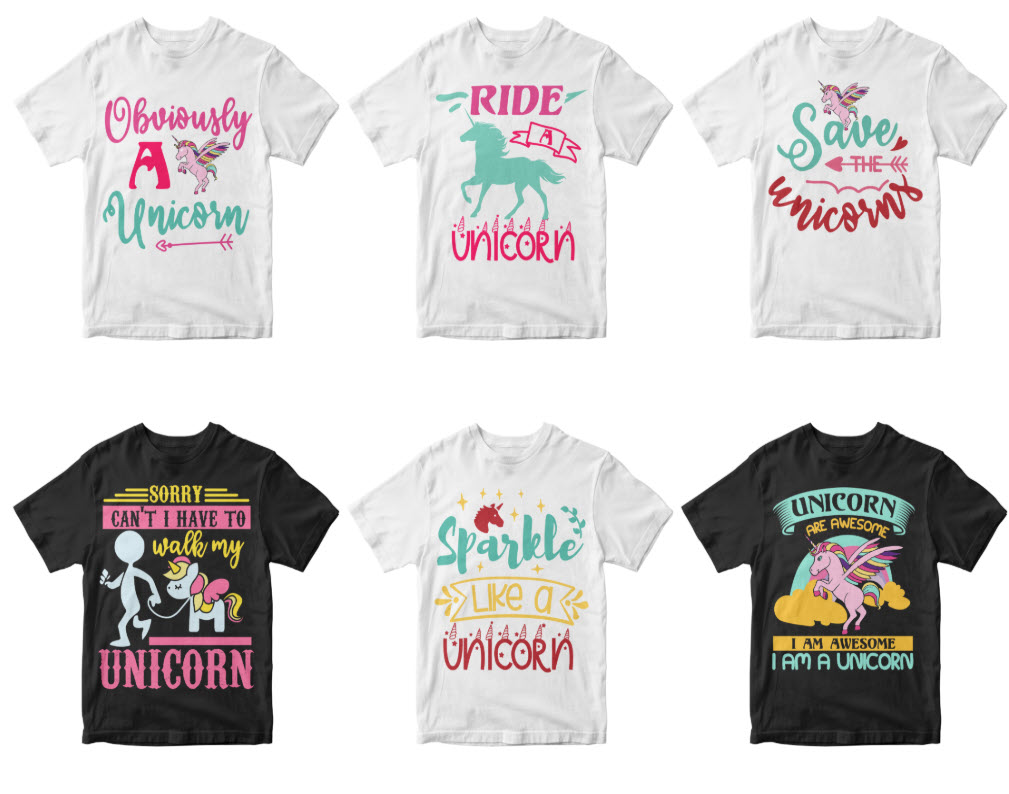 50-editable-unicorn-t-shirt-design-bundle